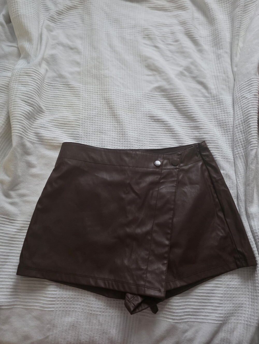 Women’s Faux Leather Skort in Dark Brown